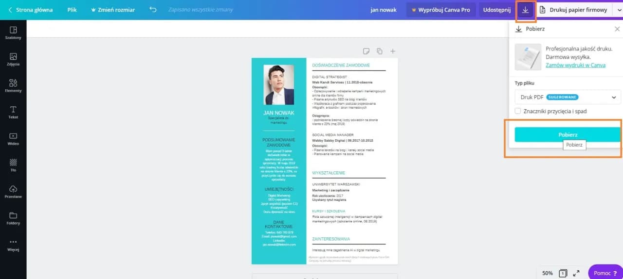 Jak zrobić CV w Canvie - proste kroki, aby stworzyć idealne CV